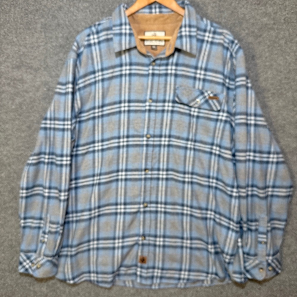 Legendary Whitetails Mens 2XL Plaid Flannel Shirt Blue Grey Button Up